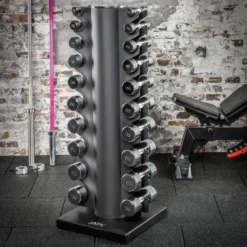 Chromen Dumbbell Set met ATX Opbergtoren